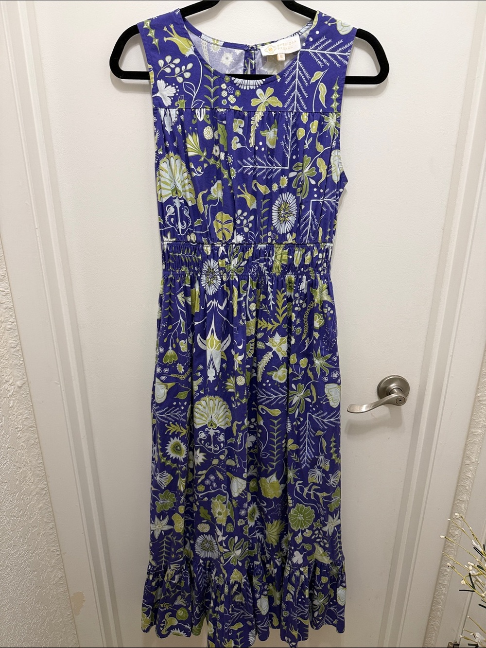 Sheridan French 'Cassie' maxi dress in purple with a white and green floral